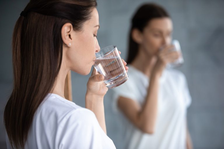 woman drinking water