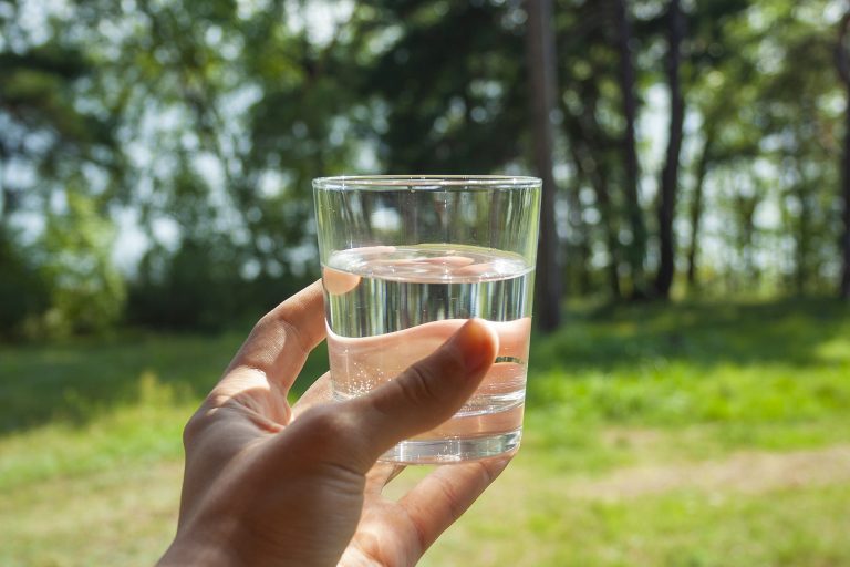 glass of distilled water