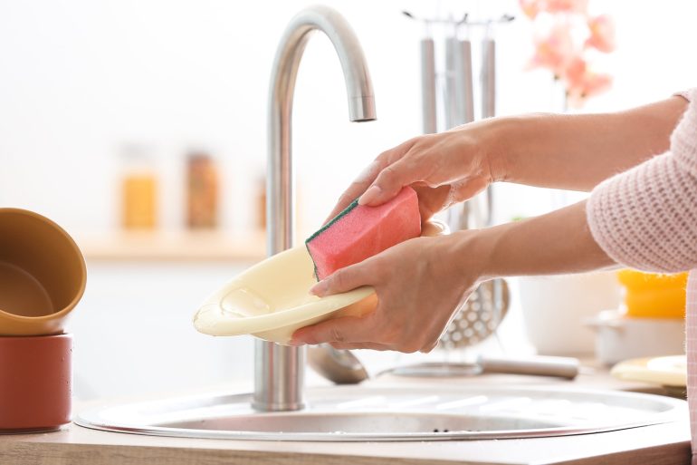 washing dishes