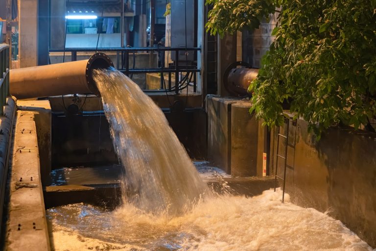 sewage drain in water
