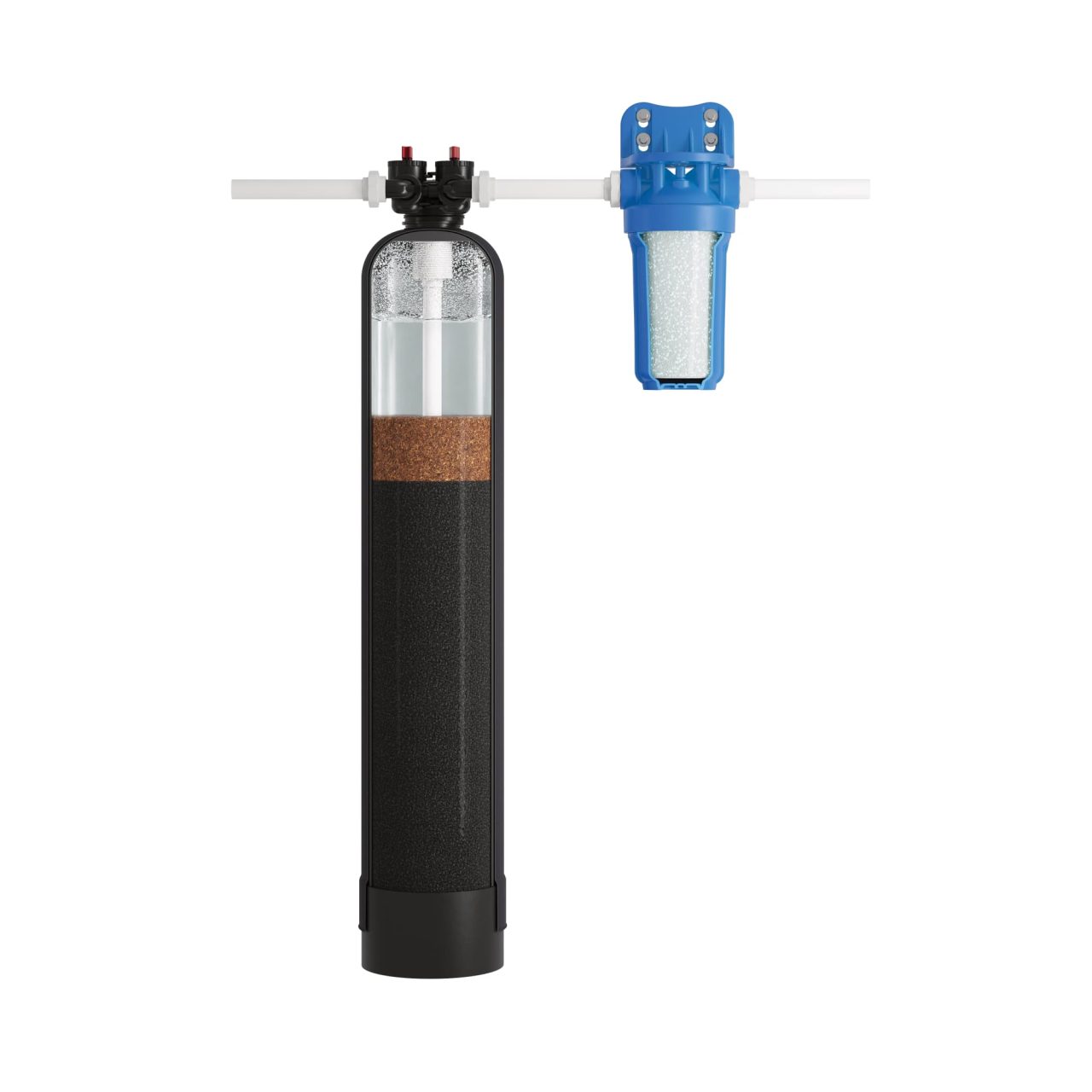 CF1 / CF4 Whole House Water Filter – Cross Section Cross section of the SpringWell CF1 and CF4 whole house water filter media bed